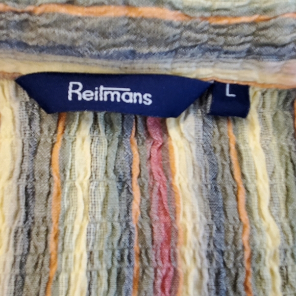 Ladies Large, Multi-Colored Striped, V-Neck Collar, Buttons, Tank Top, Stretchy - Picture 10 of 14